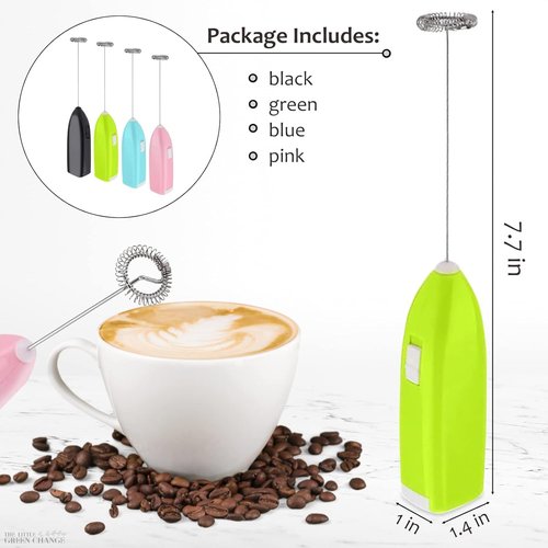 4 PCs Battery Stirrer – 7.7 Inch Coffee Mixer Set in Assorted Colors with Stainless Steel Rods for Stirring Milk – Durable, Rust Resistant, Easy to Clean Tools for Dairy and Non-Dairy Milk Like