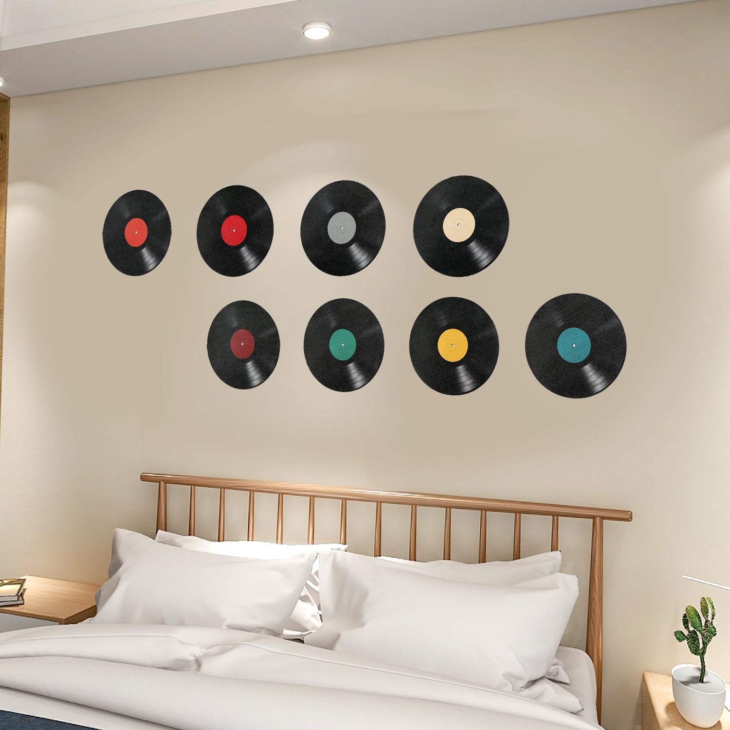 PEUTIER Blank Vinyl Record Wall Decor - 8pcs 8.7 Inch Vintage Album Cover Posters for Music-Themed Room Decor