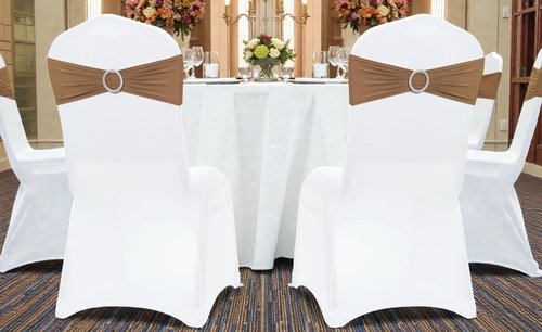 MDS Premium Stretch Chair Sashes - Pack of 25 Elastic Covers with Buckle Slider | Mocha for Weddings & Events