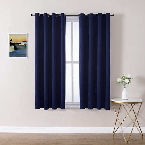 ChrisDowa Blackout Curtains - Thermal Insulated Room Darkening Panels for Bedroom & Living Room | Navy Blue, 52W x 45L