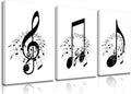 Skiennix Framed Music Notes Wall Art - Stylish Black & White Canvas Prints | 12x16in (Set of 3)