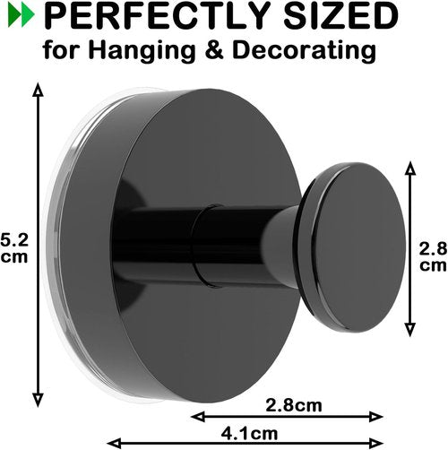 Black Wreath Hanger - 22LB Strong Suction Cup Hook for Indoor/Outdoor Decor | Reusable for Holidays