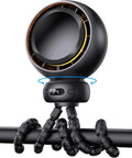 Skiennix Mini Portable Stroller Fan - 60° Auto Oscillation, USB-C Rechargeable, 4 Speeds, Night Light & Flexible Tripod (Black)