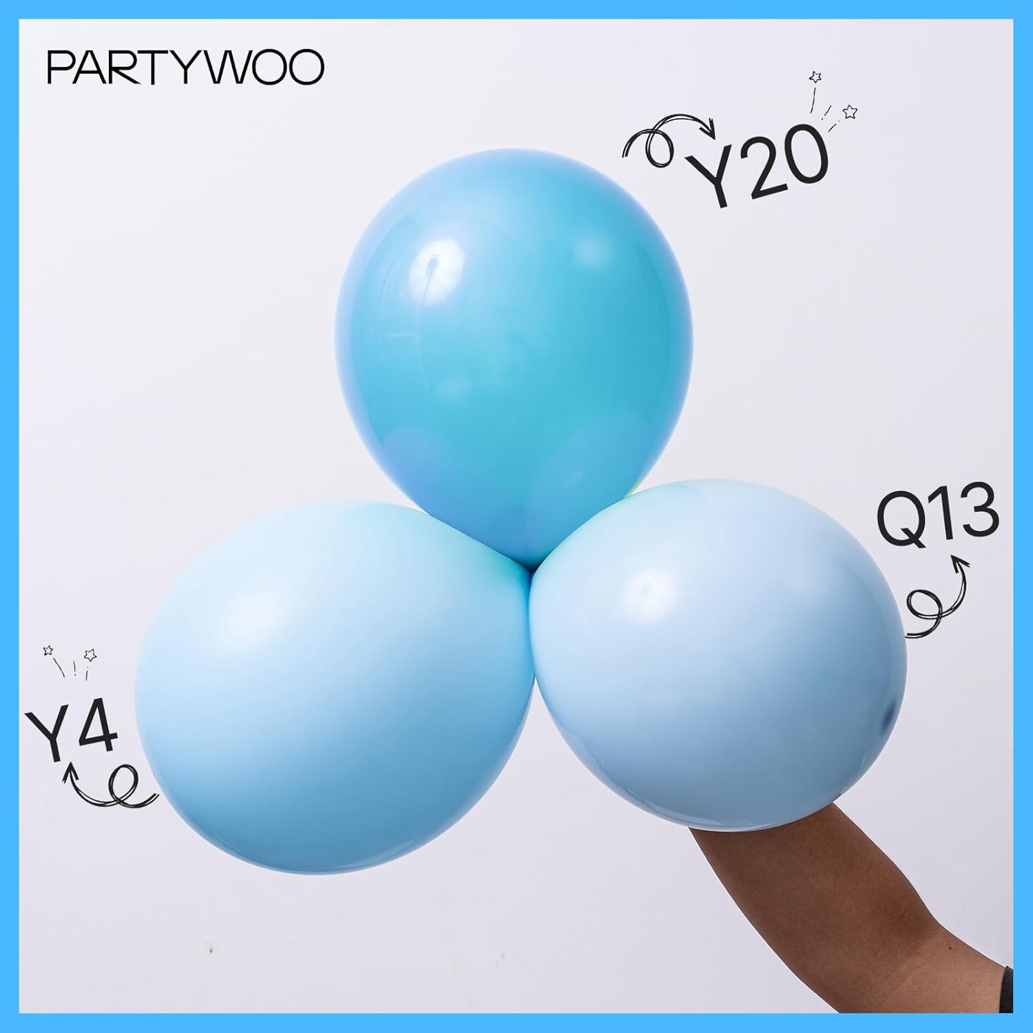 PartyWoo Baby Blue Balloons - 100 Pcs in Various Sizes for Graduation & Baby Shower Decor | Light Pastel Aqua Blue