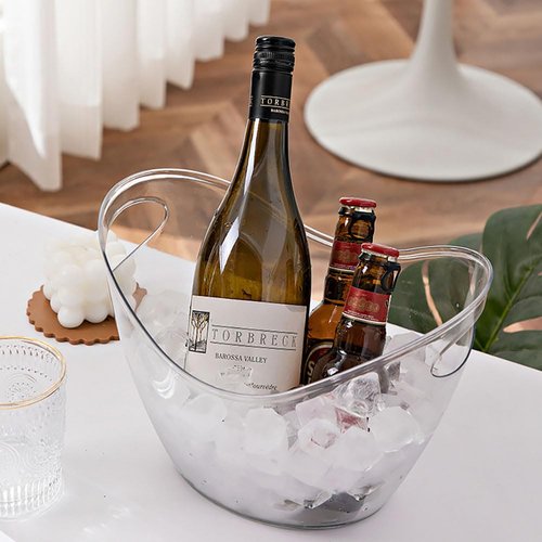 2 Pcs Ice Bucket 4 Liter Champagne Wine Bucket Clear Acrylic Beverage Tub Party Drinks Ice Tub for Wine, Champagne or Beer Bottles Bar Supplies