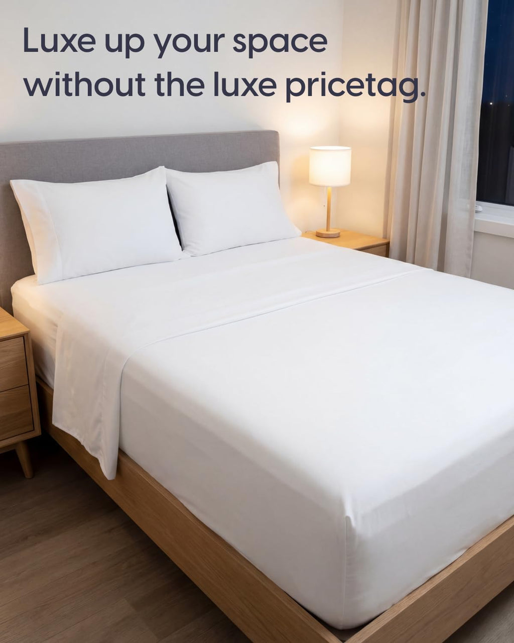 Sleepy Town Queen Size Bed Sheets - Extra Soft & Cooling 4-Piece Set - Deep Pocket Microfiber (White)