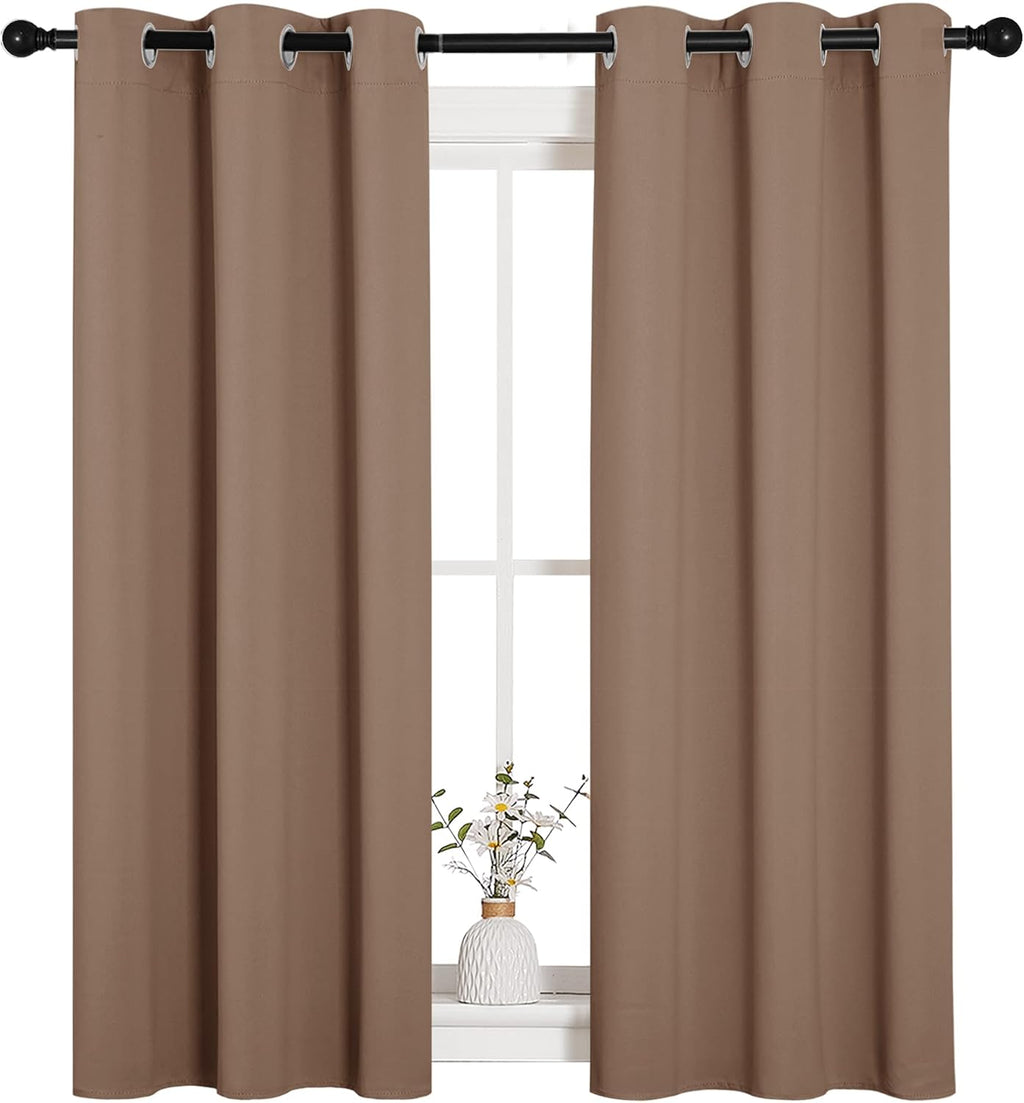 NICETOWN Room Darkening Curtain Panels - Thermal Insulated Grommet Drapes for Bedroom | 34x54 Inches, Cappuccino
