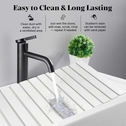 **Extral Large Stone Dish Drying Mat - Quick Dry Eco-Friendly Diatomaceous Earth | 28" x 16" for Kitchen Counter**