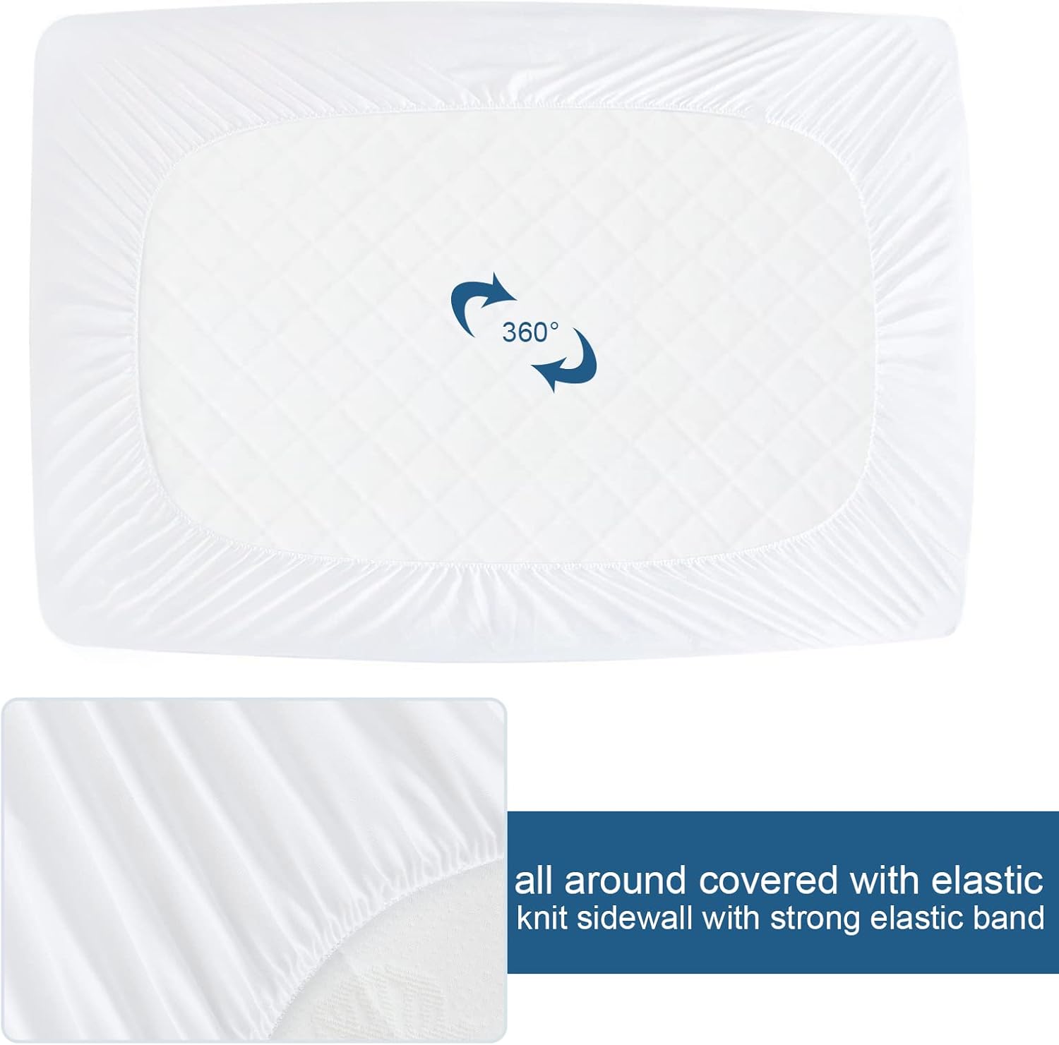 Regine Waterproof Queen Mattress Protector - Absorbent Fitted Cover with 18'' Deep Pocket