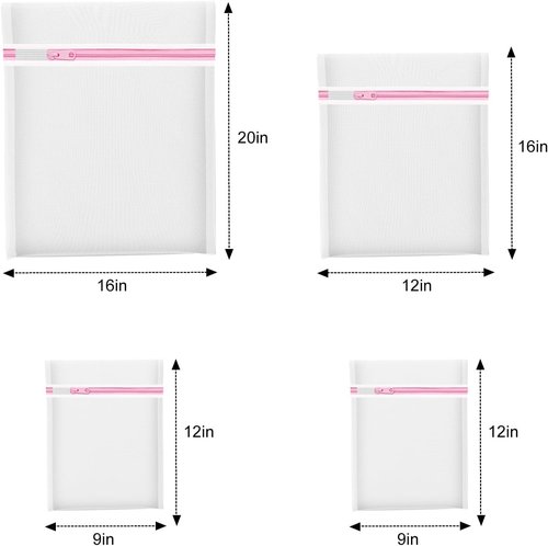 Mesh Laundry Bags by 4Pcs - Delicate Lingerie Wash Bags for Travel & Toy Storage | 1 Large, 1 Medium, 2 Small