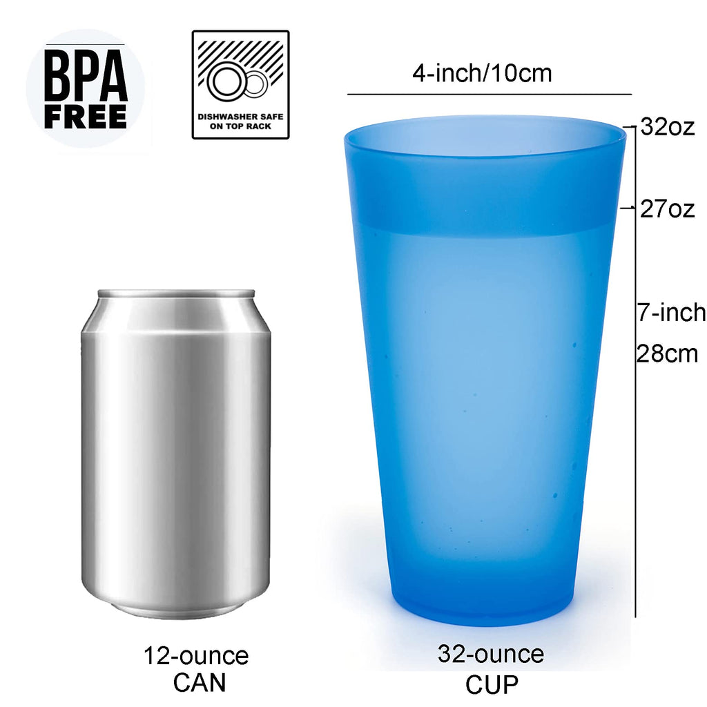 KX-WARE 32-ounce Plastic Tumblers/Large Drinking Glasses/Party Cups/Iced Tea Glasses Set of 6, 6 Assorted Colors | Unbreakable, Dishwasher Safe, BPA Free