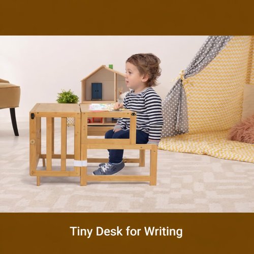 COSYLAND 3-in-1 Toddler Standing Tower with Whiteboard – Convertible Kitchen Stool for Toddlers – Globally Certified Kids Kitchen Step Stool (Natural)