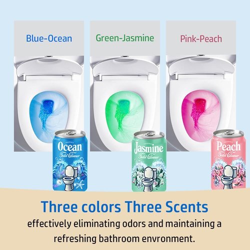 **Beverage Can Toilet Bowl Cleaner - Long-Lasting Automatic Stain Prevention | Ocean, Jasmine & Peach Scent**