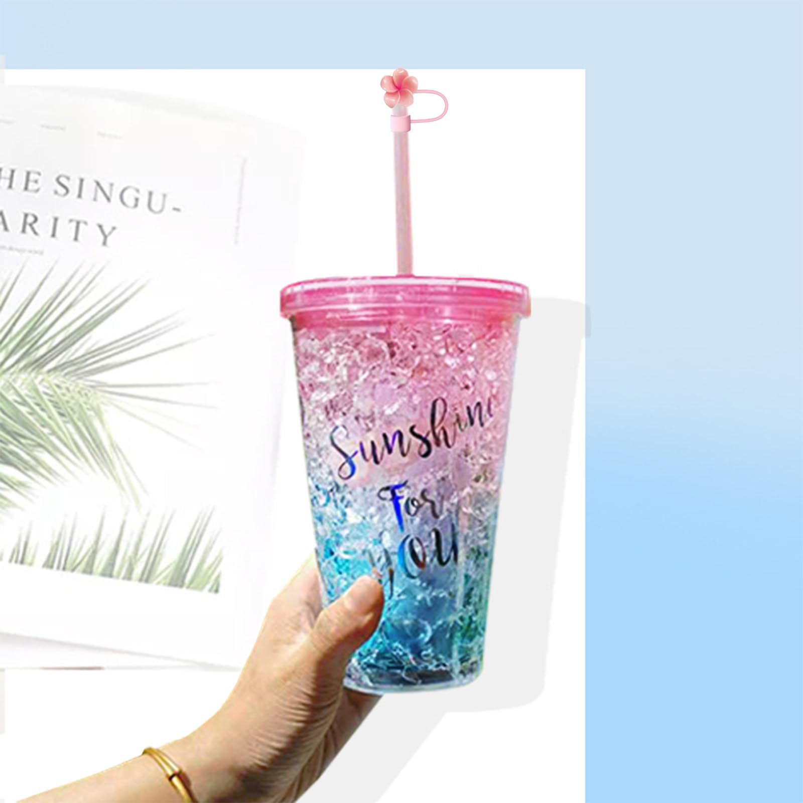 (3+3) Pcs Straw Cover Cap For Owala Tumbler 40 oz, 3Pcs Begonia Flowers Straw Topper Sets for Simple Modern, YETI,10mm/ 0.4in Drinking Straw Tip Covers With 3 Pcs Lovely Flower Charms