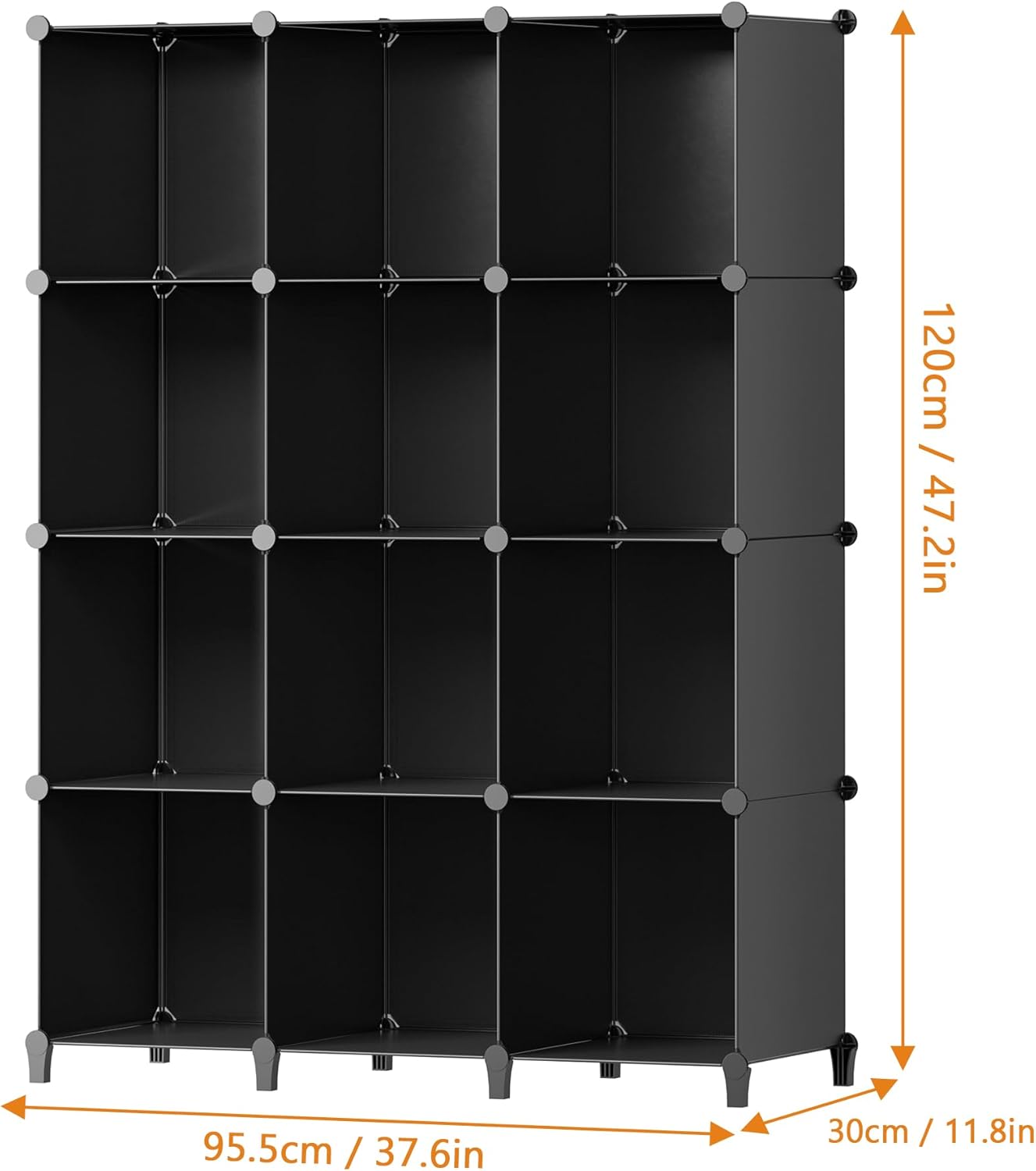 Skiennix 12-Cube Storage Organizer - Portable Closet Organizers for Kids & Adults | Black