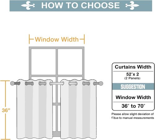ChrisDowa Small Window Curtains - Grommet Short Thermal Insulated Room Darkening Panels (Mustard Yellow, 52 x 36 Inch)