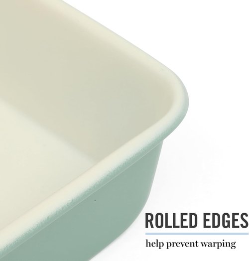 Martha Stewart Gallen Nonstick Carbon Steel Baking Pan - 13 x 9 Inch, Teal Bakeware for Easy Release