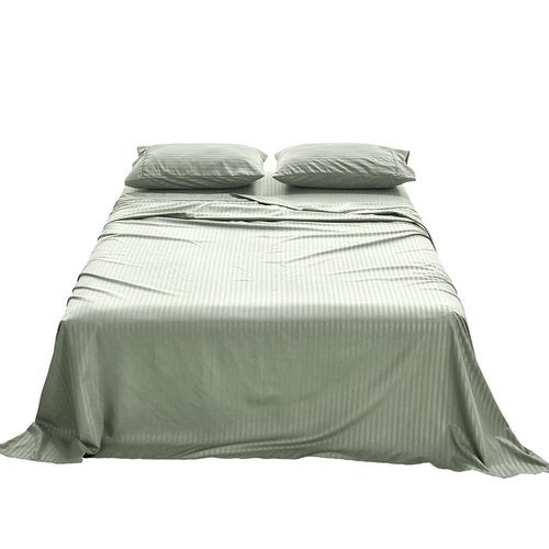 Kingnex Striped Sofa Bed Sheets Queen for Sleeper Sofa Bed Soft Double Brushed 4 Piece Bedding Pillowcase Set (60"x74"x6") Sage