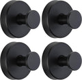 **Regine Switzerland Suction Cup Hooks - No-Drill Bathroom Towel & Robe Holders | Matte Black (Set of 4)**