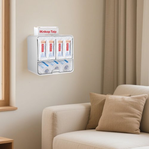 YEXEXINM Bandages Storage Organizer for Wall Large Bandage Organizer with Lid 3-Compartment Plastic Bandaid Storage Container for Home Medicine Cabinet, Elastic Bandage Wrap, Cotton Swab