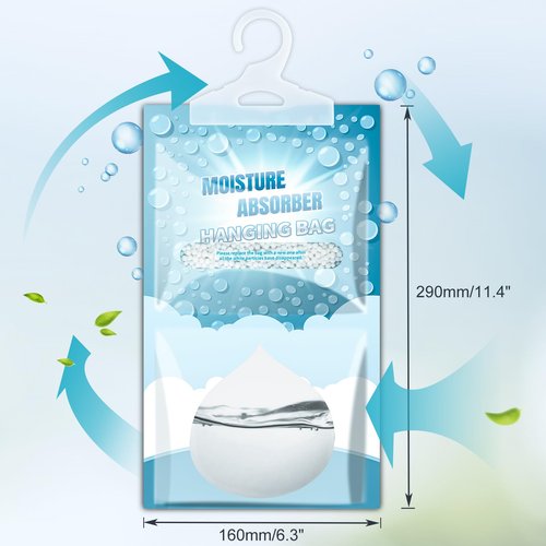Corodo Moisture Absorbers Packets - 5 Pack Hanging Moisture Absorbers Dehumidifier Bags for Closet Bathroom Kitchen, Fragrance Free Humidity Absorber Packs, Removes Moisture & Odors