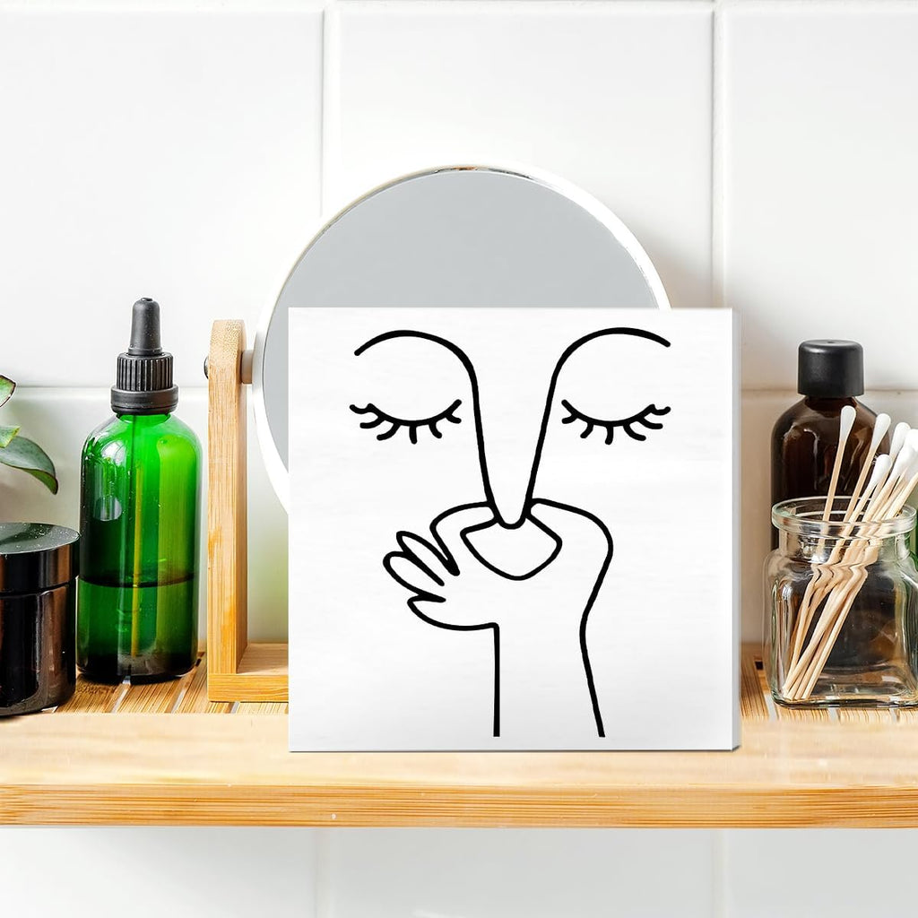 Regine Switzerland Wooden Box Sign - Humorous Bathroom Decor for Guest Restrooms | 5 x 5 Inches