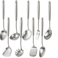 Newness 9-Piece Stainless Steel Cooking Utensils Set | Durable Metal Kitchen Tools, Dishwasher Safe