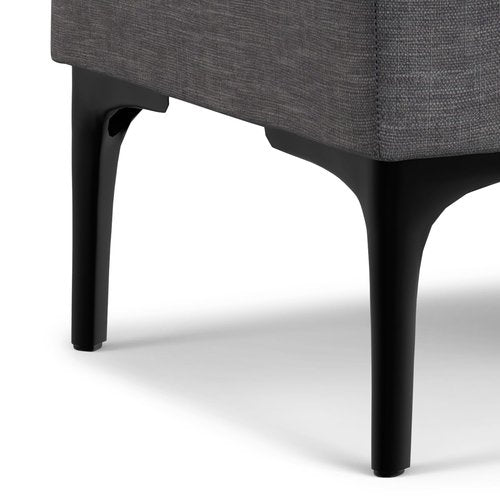 SIMPLIHOME Natasha 18 inch Wide Mid Century Square Mid Century Storage Ottoman with Tray in Slate Grey Polyester Linen, Assembled, For the Living Room, Entryway and Family Room