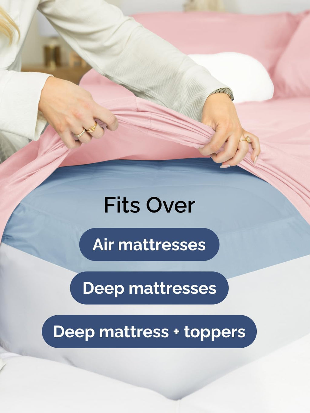 Skiennix Extra Deep Twin Sheet Set - 4 Piece Breathable Cooling Bedding - Soft Wrinkle-Free Baby Pink