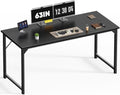 DUMOS 63-Inch Computer Desk - Modern Writing & Gaming Workstation with Metal Frame | Black Wood Finish