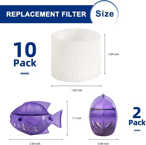Levoit Top-Fill Humidifier Replacement Filter - 10 Filters & 2 Clean Fish for Optimal Performance