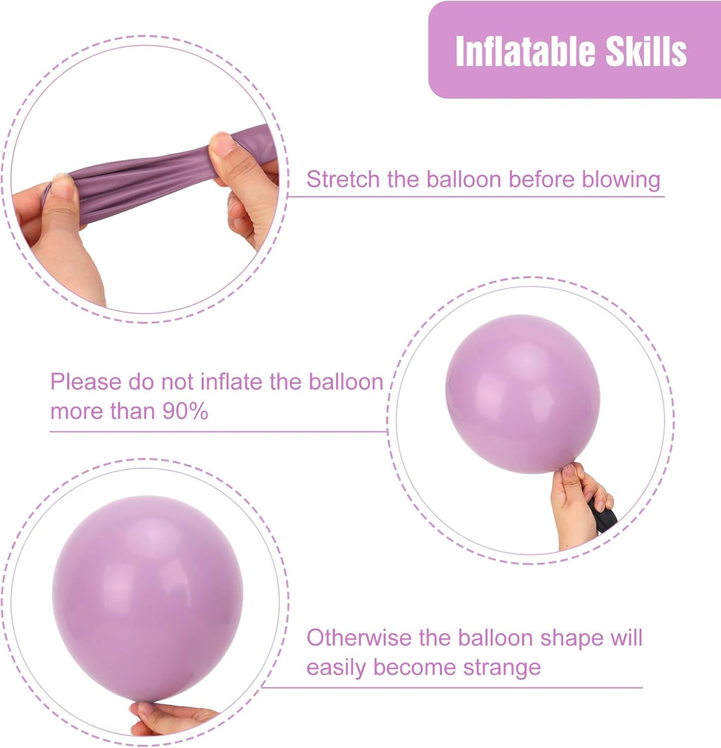 RUBFAC Dusty Purple Balloons - 129-Piece Latex Garland Kit for Weddings, Baby Showers & Parties | 5-18 Inch Sizes