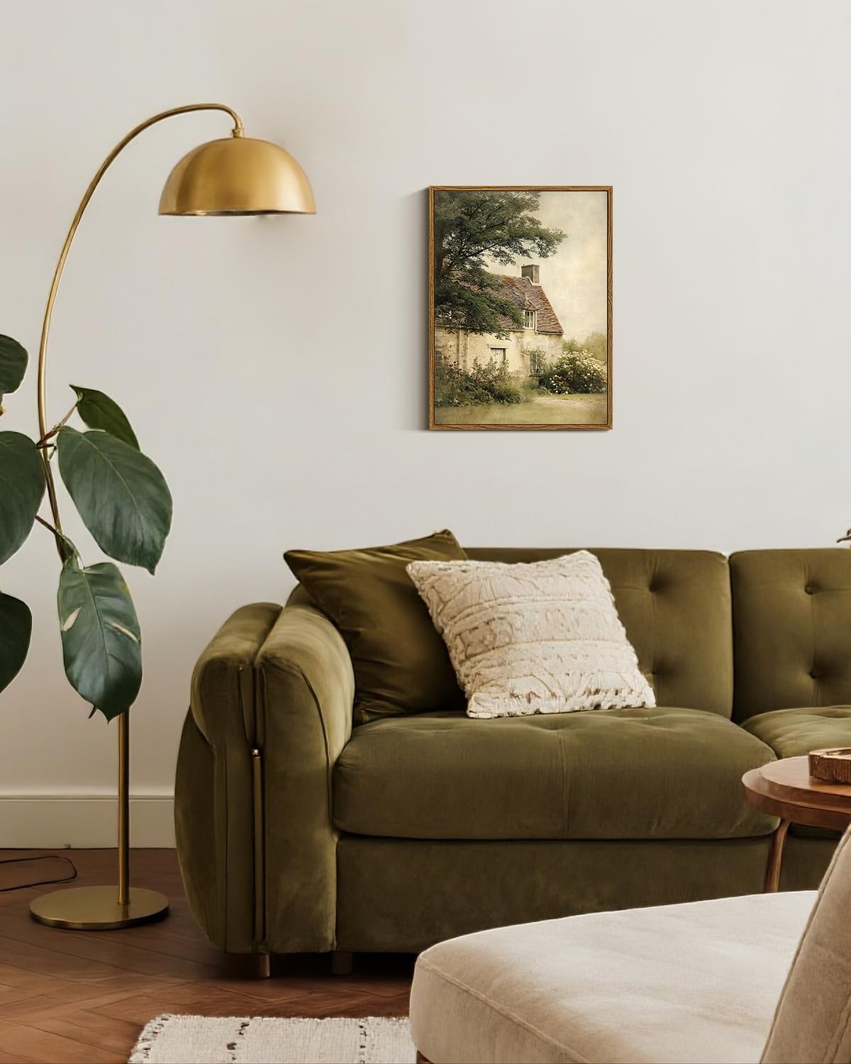 ARPEOTCY Vintage Framed Canvas Wall Art - Farmhouse Countryside Decor | 12x16 Inch Cottage Landscape Print