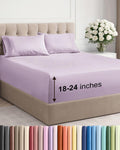 Skiennix Extra Deep Twin Sheet Set | 4-Piece Breathable Cooling Bedding - Soft, Wrinkle-Free Light Lavender