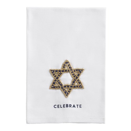 Mud Pie Hanukkah Star of David Beaded Hanukkah Towel