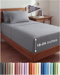 Skiennix Extra Deep Twin XL Sheet Set - 4-Piece Breathable Cooling Bedding - Soft, Wrinkle-Free, Steel Blue