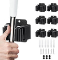 JAMEND Heavy-Duty Broom and Mop Holder | 6-Piece Stainless Steel Garden Tool Organizer - Matte Black