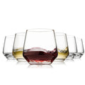 OUWO Stemless Wine Glasses Set of 6, 13.5oz Red White Wine Glasses for Daily Use, Hosting, Home Bar, Evening Party, Birthdays, Housewarming Gift, Clear