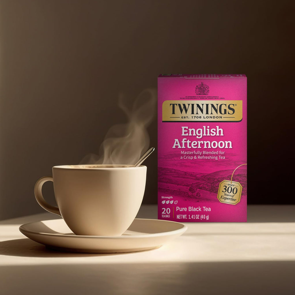 Twinings English Afternoon Tea - Refreshing Caffeinated Black Tea Bags, 2-Pack of 20 Count Each
