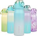 BJPKPK Insulated Water Bottle - 25oz Stainless Steel Flask with Straw & Carry Handle | Sea Salt Color
