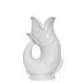 The Original Gluggle Jug - White Gluggle Jug in Large, 22cm 0.6L - Fish Shaped Jug - Decorative Glugging Water, Cocktail, Wine & Gin Pitcher, Decanter or Vase - Hand Made in Britain (White, L)