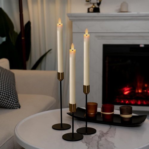 Homemory Flameless Taper Candles - Remote Timer & Dimmer, Flickering LED, Ivory, 9.6 Inches, 6 Pcs for Weddings & Christmas Decor