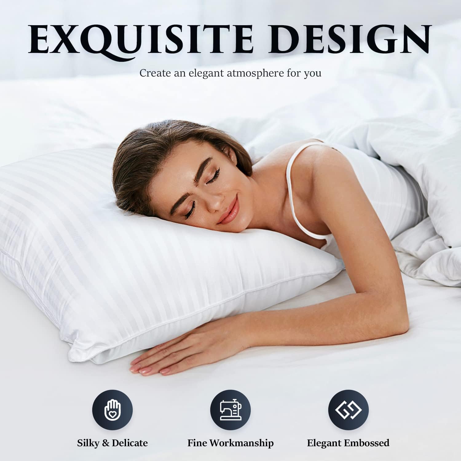 COZSINOOR Bed Pillows for Sleeping - Queen Size Hotel Quality Set of 2 | Breathable Cooling Down Alternative Microfiber for All Sleep Positions