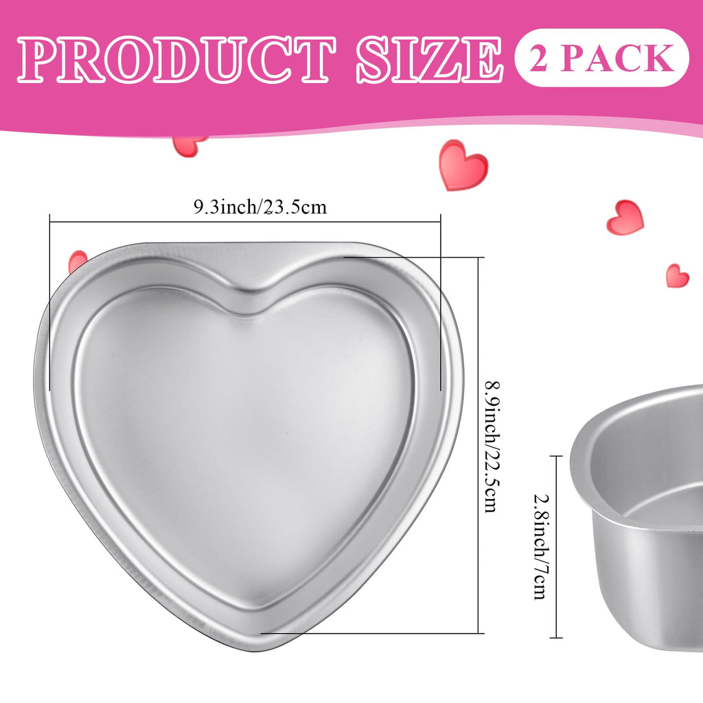 Milkary 2Pcs Heart Shape Cake Pans, Aluminum Heart Cake Mold, Reusable 10 inch Cake Pan for Baking DIY for Wedding Birthday Family Occasions