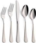 Skiennix 20-Piece Off White Silverware Set - Modern 18/0 Stainless Steel Flatware for 4 | Dishwasher Safe