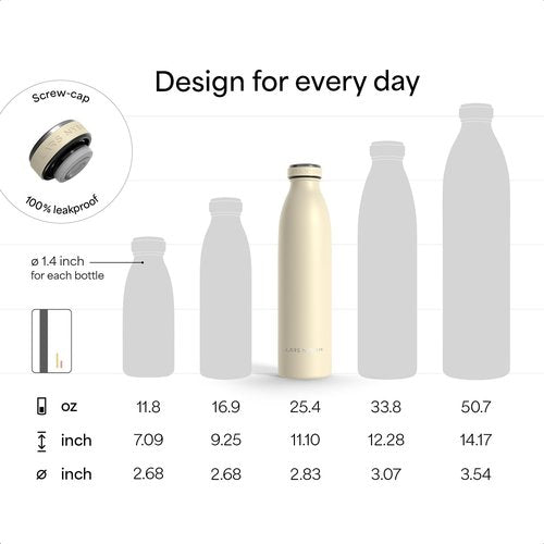 LARS NYSØM Insulated Stainless Steel Water Bottle - Leakproof Thermo Flask for Hot & Cold Drinks | 25.4oz Carbon Black