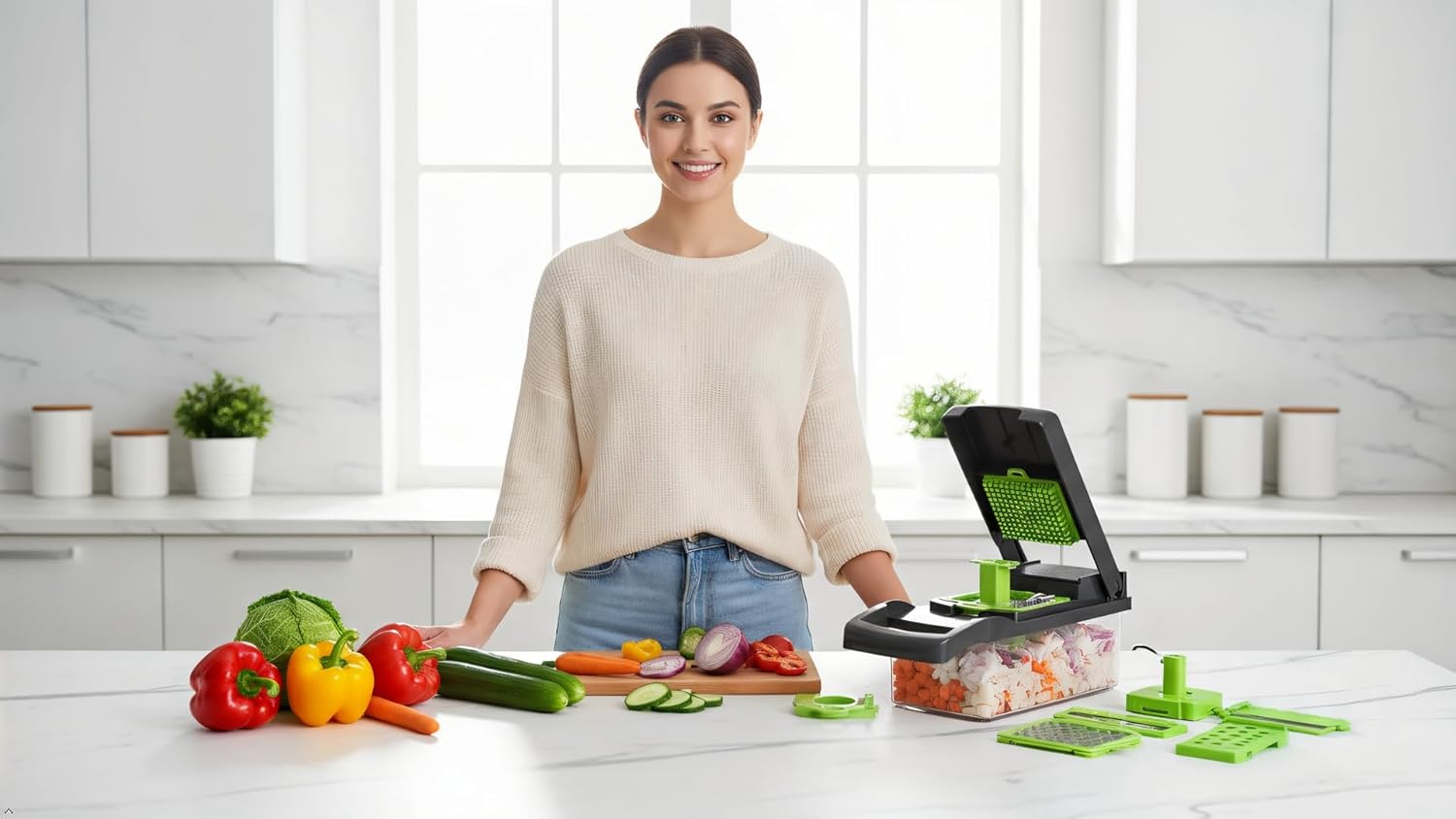 Skiennix Onion Cutter - Multifunctional Vegetable Chopper & Mandoline Slicer | Ideal for Dicing & Grating
