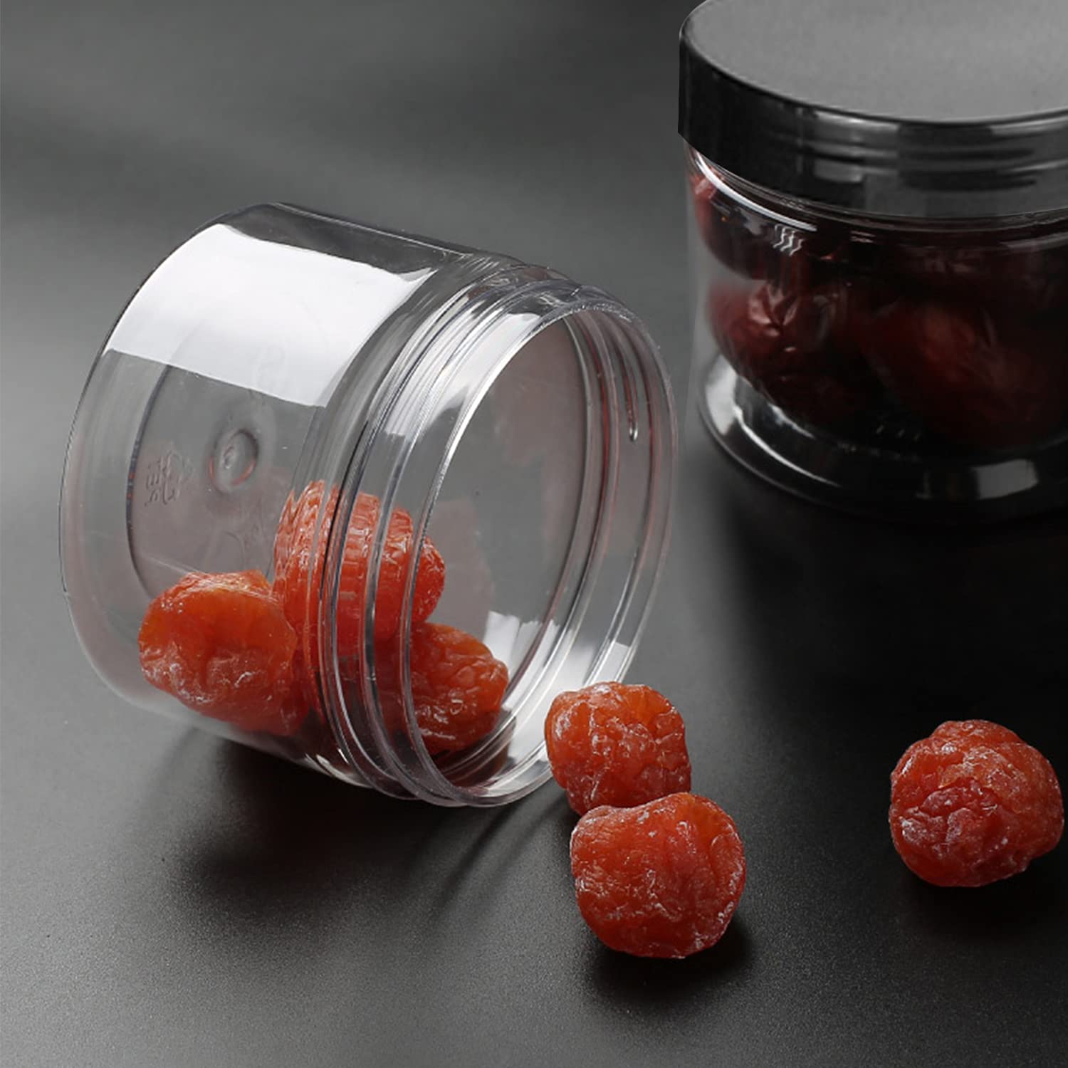 Lainrrew 12 Pcs 8oz Plastic Jars with Lids, Clear Plastic Slime Containers Round Storage mason Jars Container Wide Mouth Storage Jars for Spice, Cookie, Candy