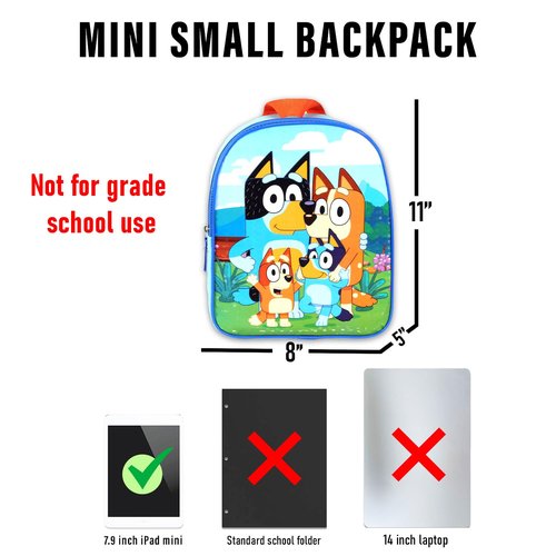 Bluey Mini Backpack for Kids - Bundle with 11" Small Bag for Girls Plus Button | Bluey Backpack Purse Set
