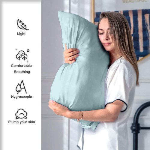 Mulberry Silk Pillowcase - Soft & Breathable for Hair and Skin | Standard 20" x 26" - Haze Blue